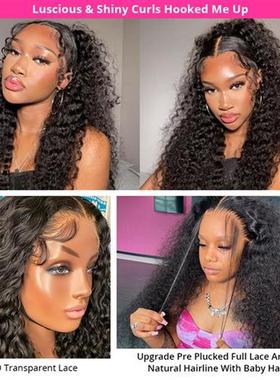30 32Inch 13x6 13x4 Deep Wave Front Wigs Curly Human Hair Wi