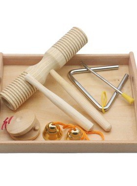 Wooden Montessori Instrut Set with Tray Orff Teaching Materi