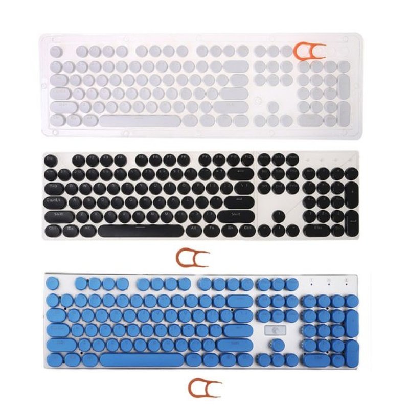 104 Keys Retro Round Keycaps Double Shot DIY Steam Punk Stea