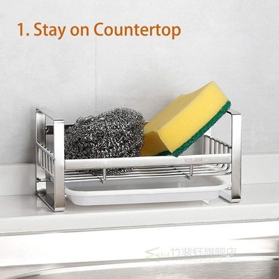 Sponge Holder, Sponge and Soap Holder for Kitchen Sink, 304