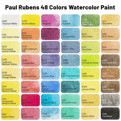 Solid Watercolor Paint Set 12/24/48 Colors Portable Metal Bo