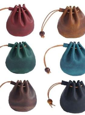 Handmade Cow-Leather Wallet Hand Purse Soft Drawstring