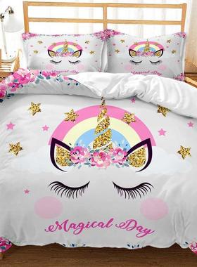 kawaii unicorn bedding kids girls pink luxury duvet ver bedd