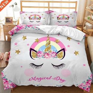 kawaii unicorn bedding kids girls pink luxury duvet ver bedd