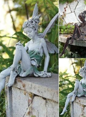 1PC Tudor And Turek Sitting Fairy Statue Garden Ornament