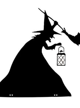 Halloween Witch Garden Metal Stake Black Silhouette for