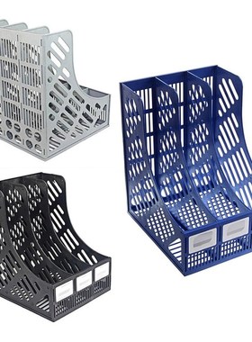 *3 Sections Magazine File Stand Holder Home Office Docut Sto