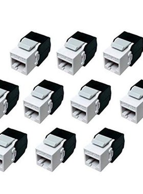 10-Pack Cat6A RJ45 Keystone Jack - Cat6 Compatible -180 Degr