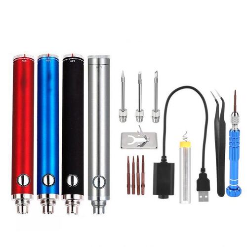 USB Electric Soldering Iron Kit 5V 15W Tin Solder 510 Interf