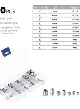 200pcs ainless eel Socket Screws Allen Head Socket Hex S