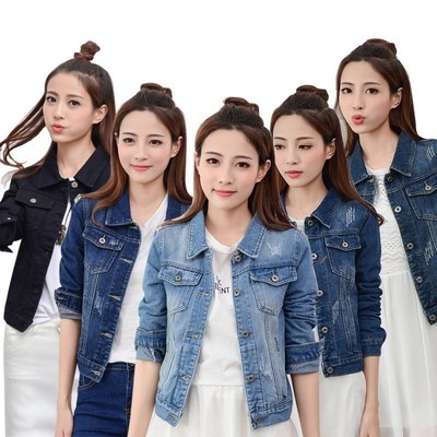women denim jacket coat пиджак牛仔短外套牛仔上衣女夹克