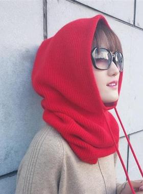 Women Cashmere Wool Hats Bib One Female Winter Thick