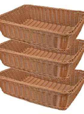 3 Pcs Wicker Rattan Woven Bread Baskets,Wicker Fruit Baskets