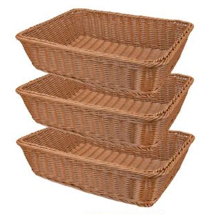 3 Pcs Wicker Rattan Woven Bread Baskets,Wicker Fruit Baskets