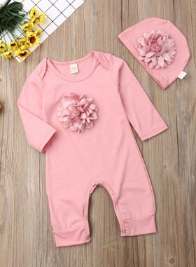 Super Cute Newborn Baby Girl Clothes 3D Flower Cotton Pink