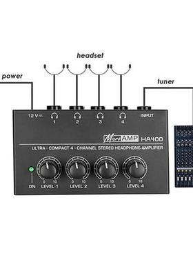 HA400 Ultra-Compact 4 Channels Headphone Amplifier Audio