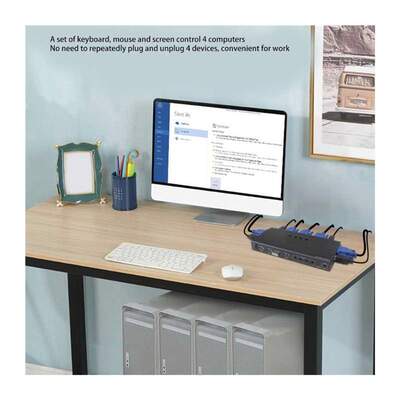 Switch Hub Selector USB 2.0 KVM VGA Switcher apter 4 PC Sh