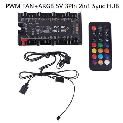 PWM FAN ARGB LED 2 in 1 Sync Hub Wireless Controller 1 To 8