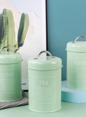 European Style Airtight Kitchen Canister with Lid Metal Suga