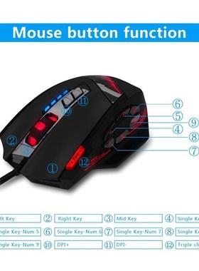 ZELOTES C12 Wired 12-Key Macro Programming Gaming Mouse Ergo