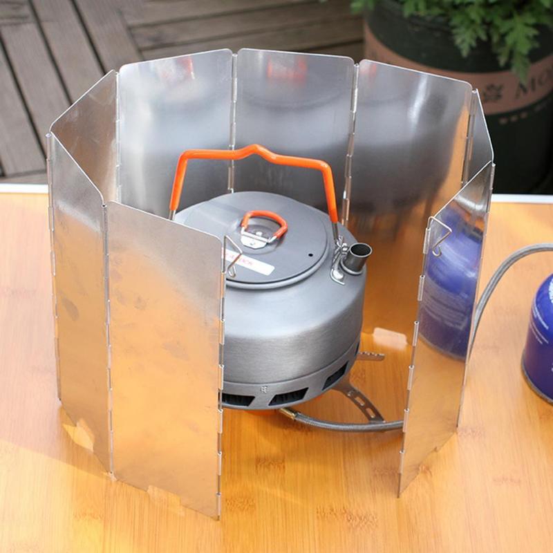 1 Set Stove Windshield Foldable Angle Adjustable Aluminum