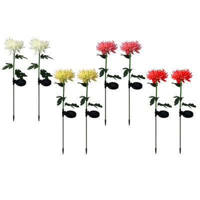 2pcs LED Solar Light Simulation Mum Flower Lawn Stake Lamp