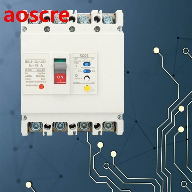 3P N Residual Current Circuit Plastic shell Breaker 800V 63A