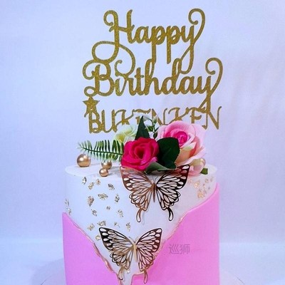 12Pcs Metal Texture Gold Artificial Butterfly Cake Topper Ca