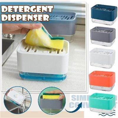 2pcs 2 In 1 Scrubbing Liquid Detergent Dispenser Press Type