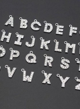 26Pc Rhinestone Letter Charm Alphabet Crystal Letter Bead Pe