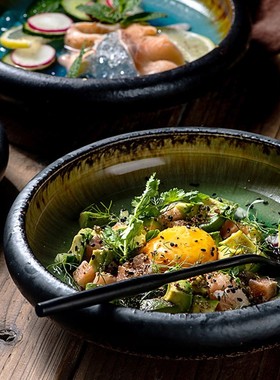 Creative Kiln Ice Split Glaze Ceramic Plate  Japanese Sushi