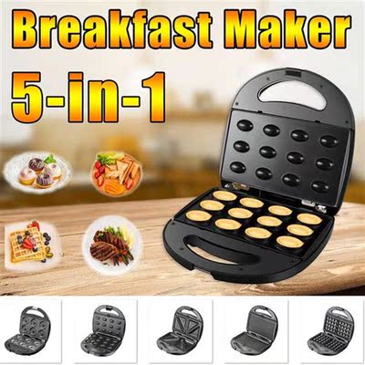 5-in-1 Electric Waffle Machine Maker Multifunctional Sandwic