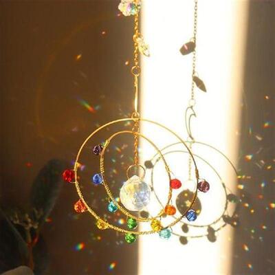 Wind chimes Sun Moon Chakra Crystal Prisms Catch Hanging