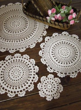 Handmade Crochet Lace Cotton Coaster Cup Cushion Bohemia Sty