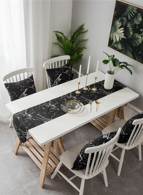 Nordic Marble Printed Table Runner Tablecloth Party Wedding