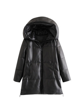 BBWM Women 2020 Winter Fashion Thick Warm Faux Leather Parka
