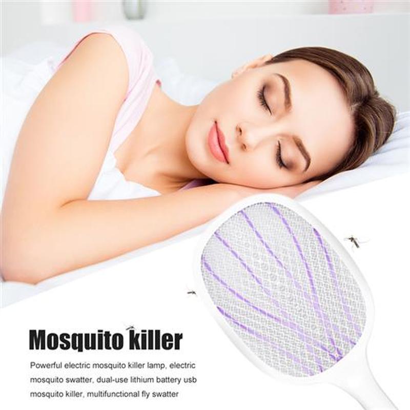 Mosquito Racket Swatter Electric USB Insect Killer LED Home