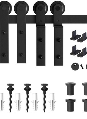 Gifsin I-Shaped 4-9.6FT Bypass Sliding Barn Door Hardware Tr