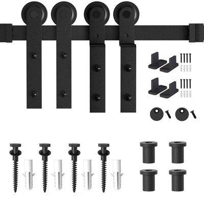 Gifsin I-Shaped 4-9.6FT Bypass Sliding Barn Door Hardware Tr