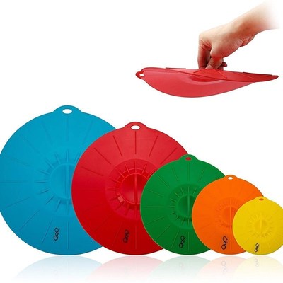 5 pcs BPA Free Silicone Suction Lids Food Covers Microwave M