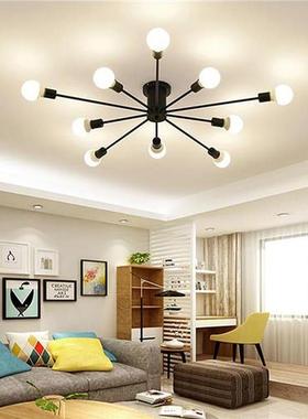 Retro Iron Ceiling Lights Black/White 6/8/10 Sockets Lamp Vi