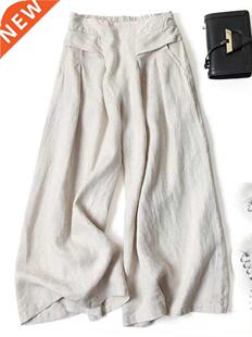 Large Pant for Leg Wide Size Linen Cotton Women Pants Summer
