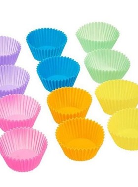 12pcs/Set Silicone Cake Mold Round Shaped Muffin Cupcake Bak