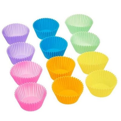 12pcs/Set Silicone Cake Mold Round Shaped Muffin Cupcake Bak