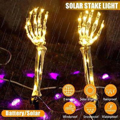 2pcs Glowing Skeleton Arm Lamp Solar/battery Power 40led