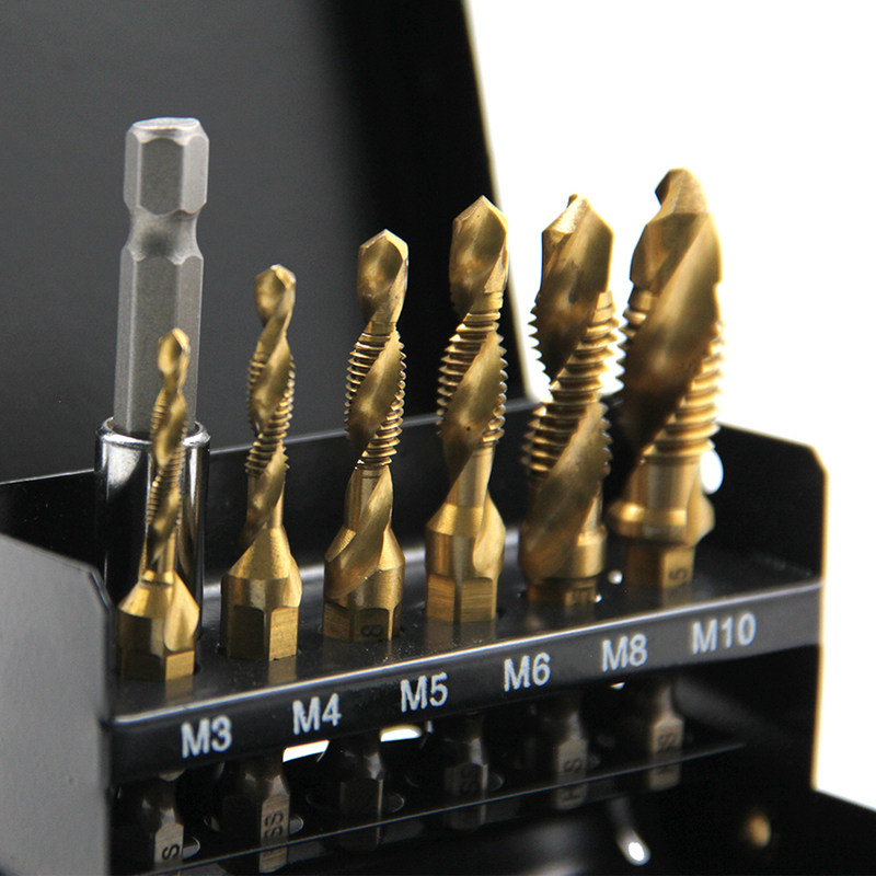 6pcs Screw Tap Drill Bit Tool Hex Shank HSS Screw Machine