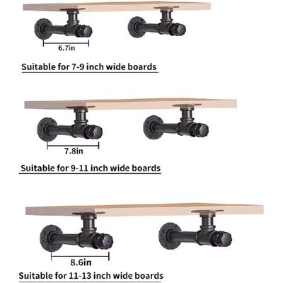 Black Iron Wall Mount Pipe Shelving Bracket Rustic Pipe