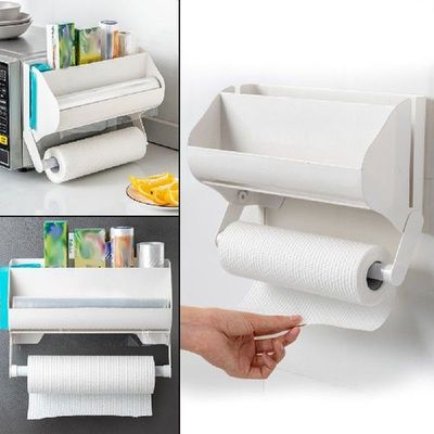 Paper Towel Holder Sauce Bottle Rack Wall Mounted Plastic