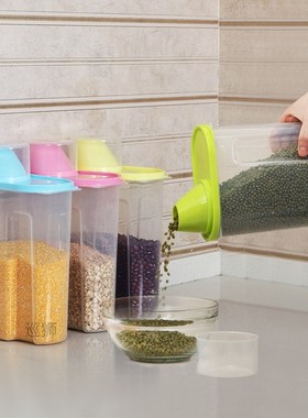 A plurality of plastic storage boxes for kitchen articles