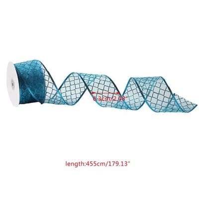 50 Yards/roll Lattice Glitter Sheer Wired Organza Christmas